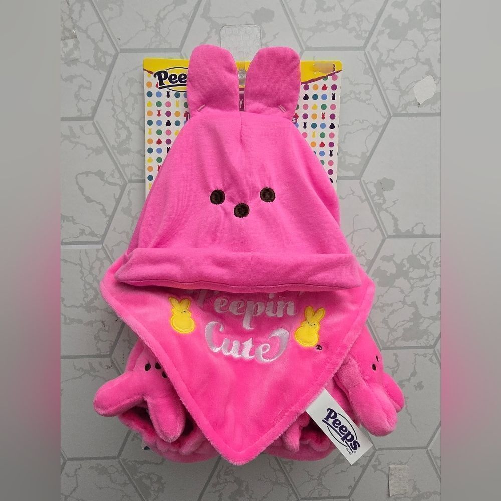 New pink Peeps Baby girl Set Includes Hat, Bib, Booties Easter Bunny PEPPIN CUTE